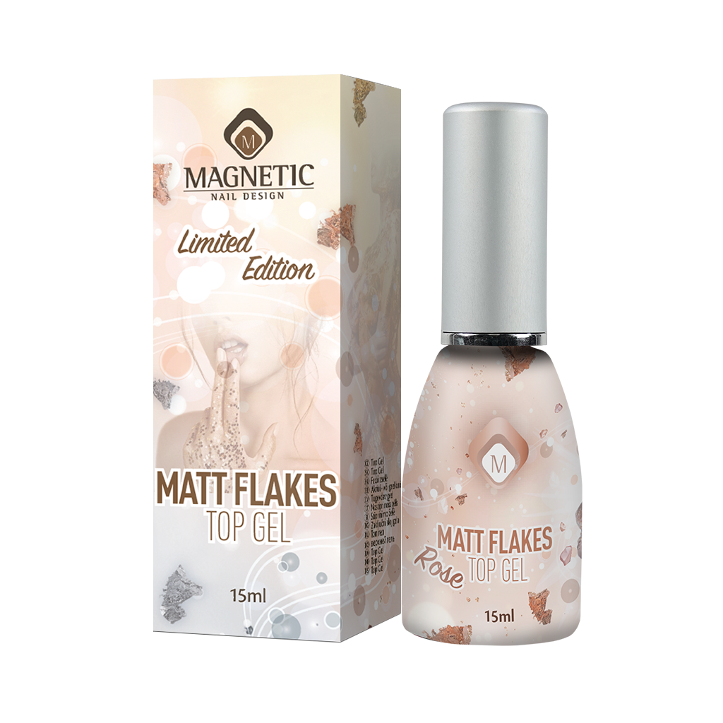 Matte Flakes Top Gel Rose 104024 - obrazek 3