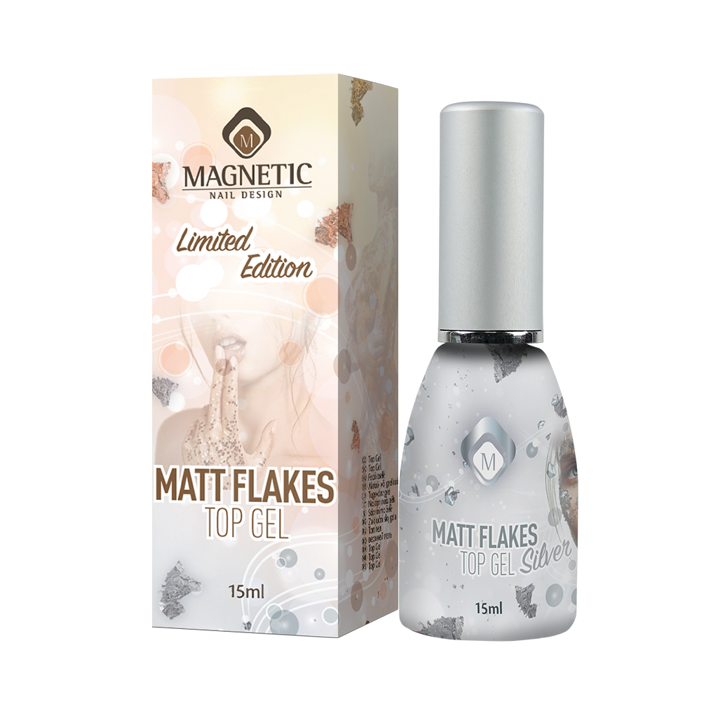 Matte Flakes Top Gel Silver 104025 - obrazek 3